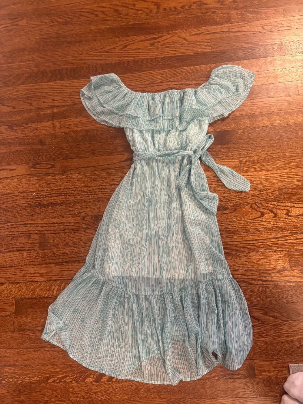 Flying Tomato- Green/Blue Striped Dress- Large